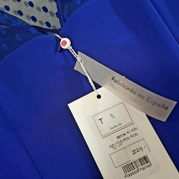OLIMARA Blue Cocktail Dress, Made in Spain, sz. 8 - Picture 12 of 14